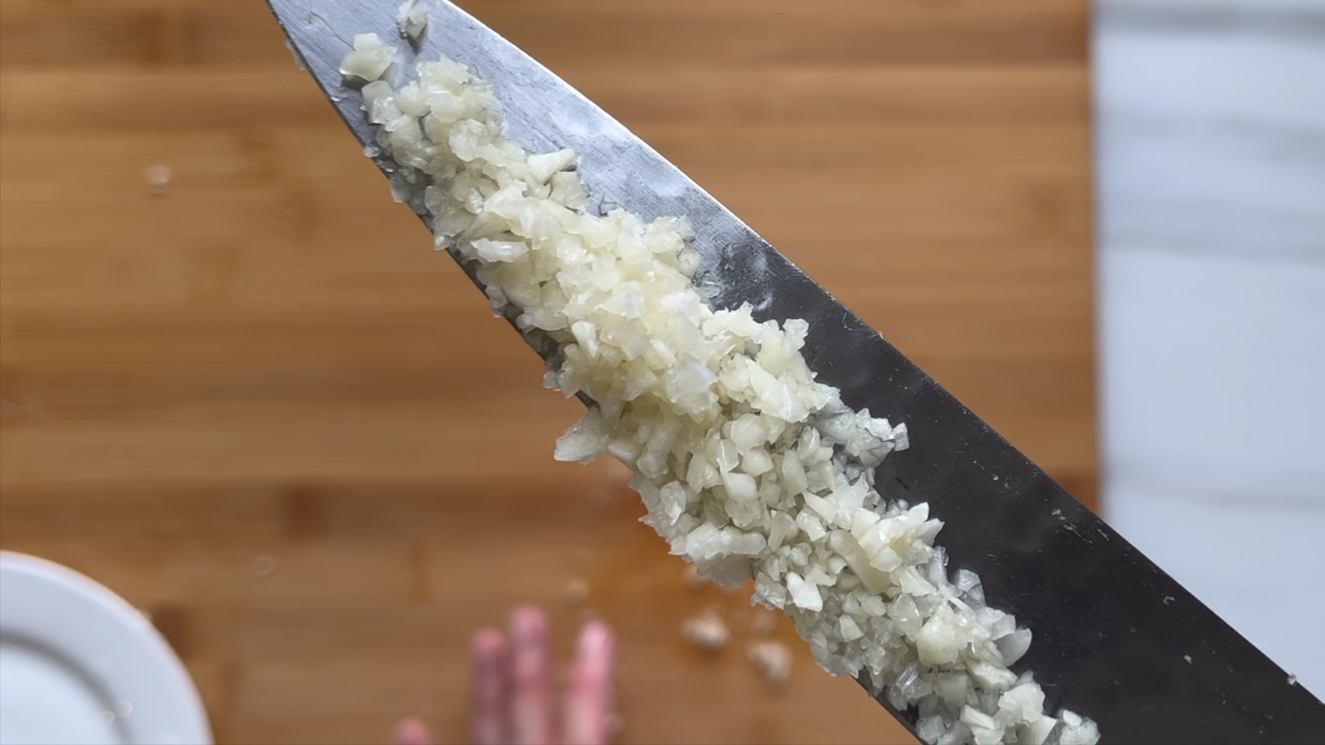 Knoblauch Klein Geschnitten Messer