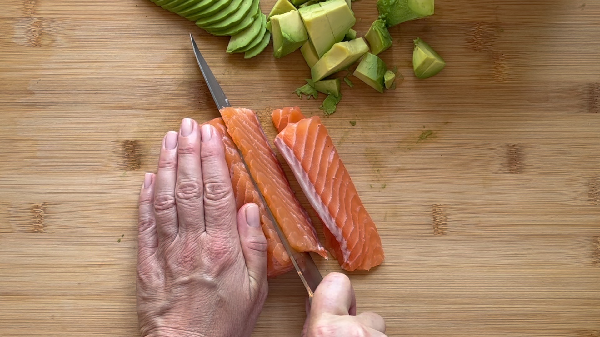 Lachs Schneiden Sushi Scheiben
