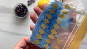 Blauer Zucker Plastiktuete