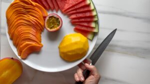 Früchteteller Mango Aufgeschnitten Platte