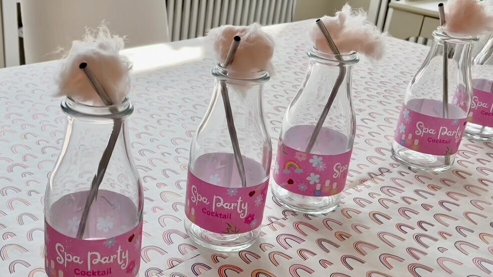 Spa Party Glasflascchen Tisch