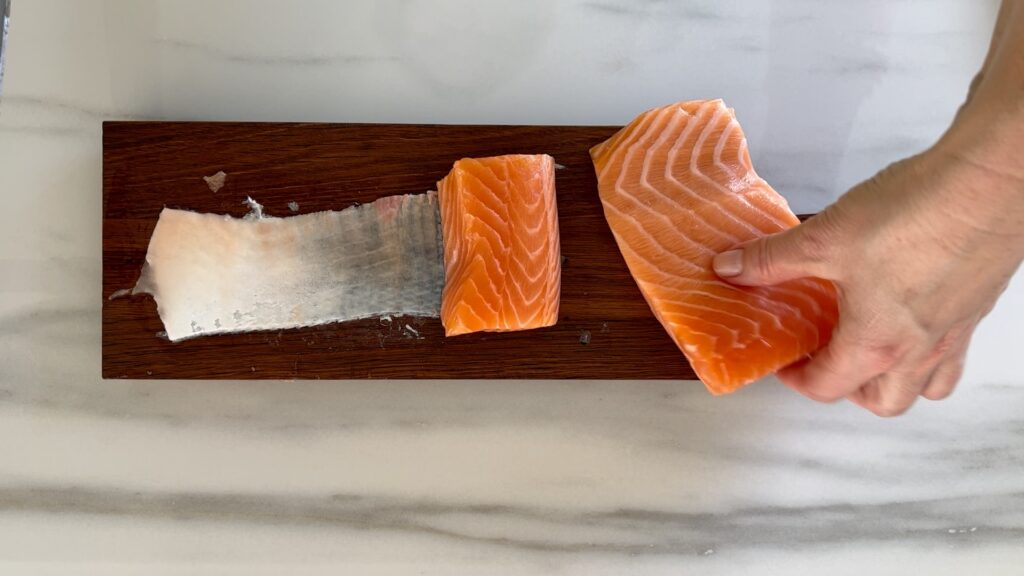 Stueck Lachs Von Haut Geloest